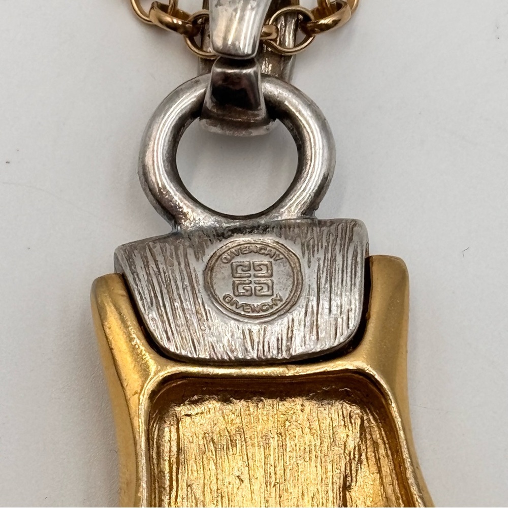 Givenchy Two Tone Pendant Necklace Gold Silver Logo Charm - Picture 4 of 5